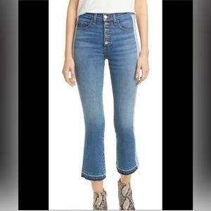 Veronica Beard Carolyn Tuxedo Stripe Crop Boot Flare Size 27